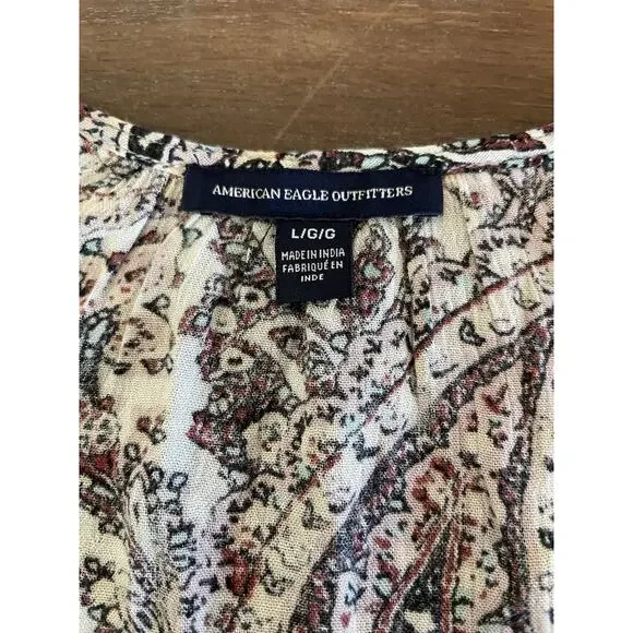 American Eagle Women's Top Lg Flowy Beachy Romantic Boho Festival Peasant Hippie - Picture 7 of 14